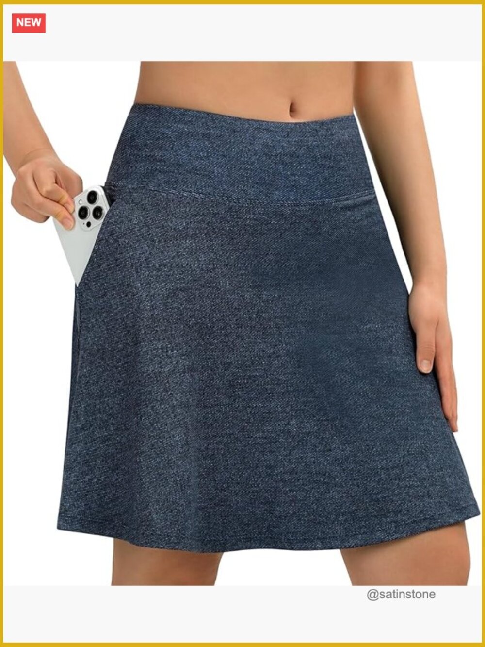 Women's Knee Length Athletic Skort With Pockets And Built-In Shorts